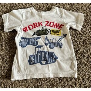 Little Rebels Boys "Work Zone" White Short Sleeve‎ Shirt Size 5